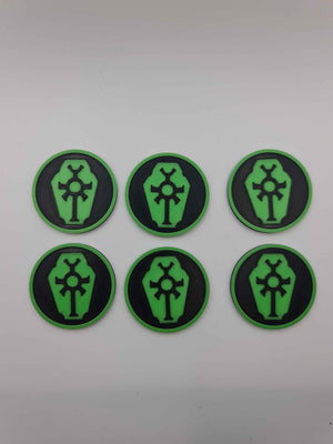 Necron Tomb Dynasty 40mm objective tokens set of 6 - Warhammer 40K mission markers with ancient dynasty emblem