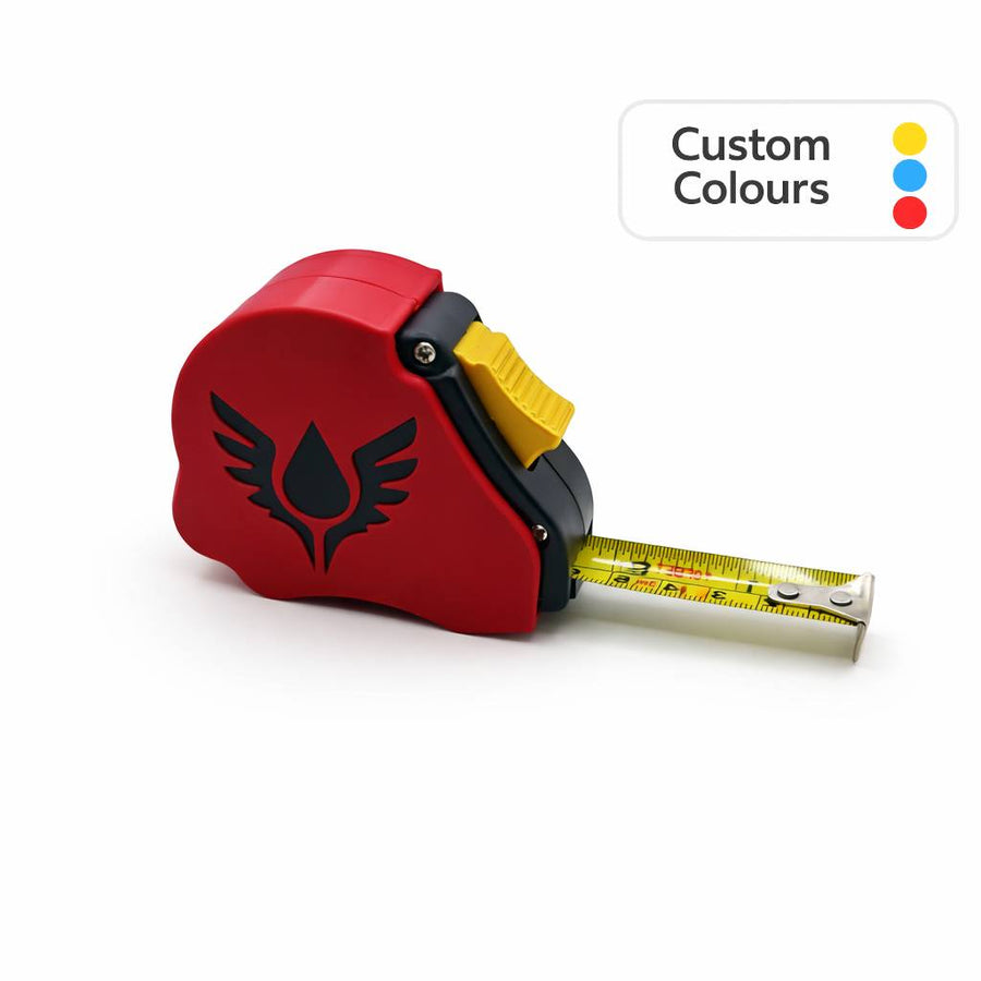 Crimson Angels tape measure extended showing dual scale markings - tabletop wargaming 10 foot measuring tool