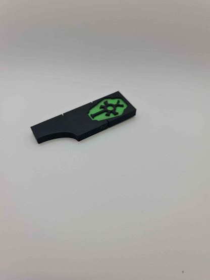 Necron Tomb Dynasty combat gauge showing engagement ranges - Warhammer 40K 3 2 1 half inch measuring tool showing 2" coherency