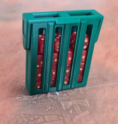 Necron Tomb Dynasty dice storage with transparent window - Warhammer 40K 16mm dice holder for 20 dice shows closed lid