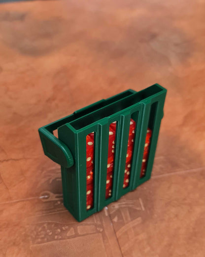 Necron Tomb Dynasty dice storage with transparent window - Warhammer 40K 16mm dice holder for 20 dice shows opened lid