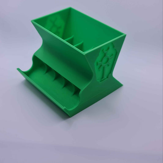 Necron Tomb Dynasty rapid dice dispenser with hopper system - Warhammer 40K 16mm dice holder for ancient legions side left