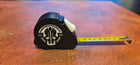 Greater Good tape measure extended showing dual scale - tabletop wargaming 10ft measuring tool with custom emblem