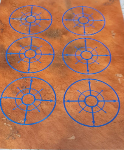 Set of 6 Chaos objective control radius markers for Warhammer 40K in Blue