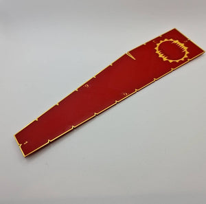 World Eaters berserker measurement tool displaying game ranges - Warhammer 40K 9 6 3 2 1 inch ruler with reaver emblem
